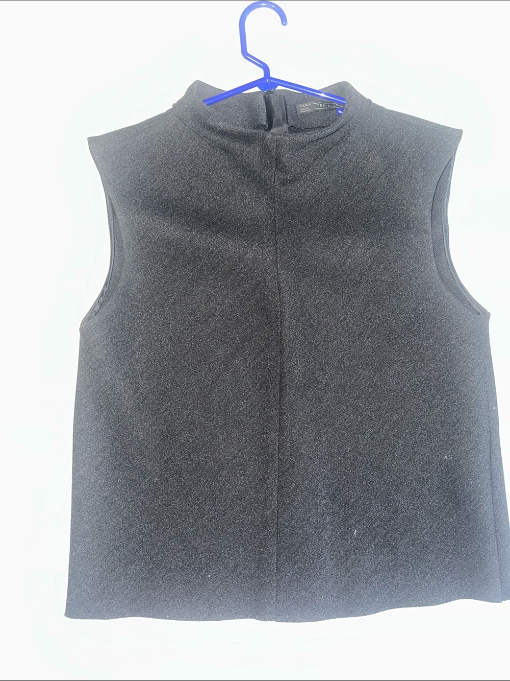 Zara Charcoal Sleeveless Mock Neck Top S